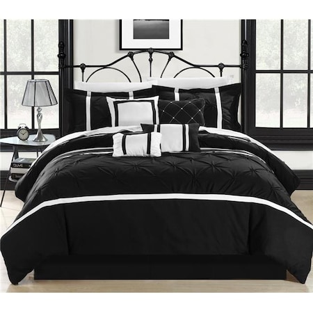 Chic Home 127-160-Q-12-US Vermont Black & White Queen 12 Piece Bed In A Bag Comforter Set With 4 Piece Sheet Set
